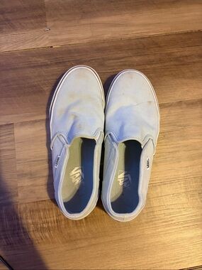 Vans Slip-On Canvas Sneakers in Light Blue and White